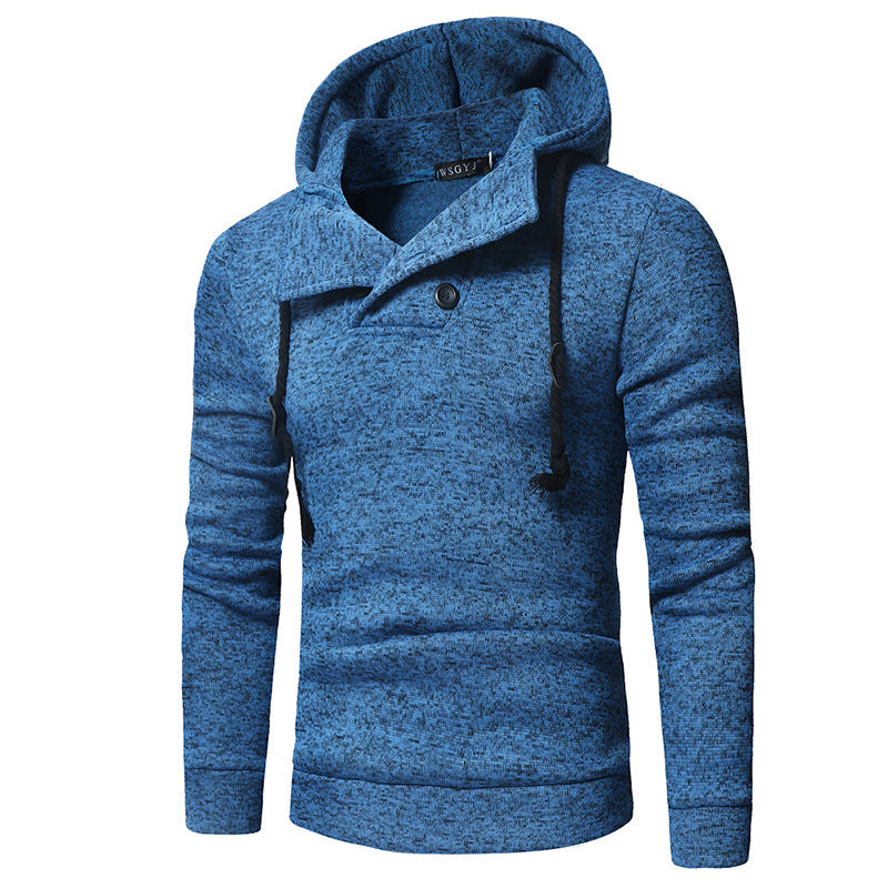 Solid color hooded knitted slim men's sweater