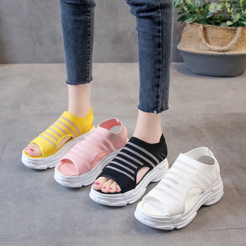Casual Sports Sandals Women's Mesh Elastic Band Student Roman Beach Shoes