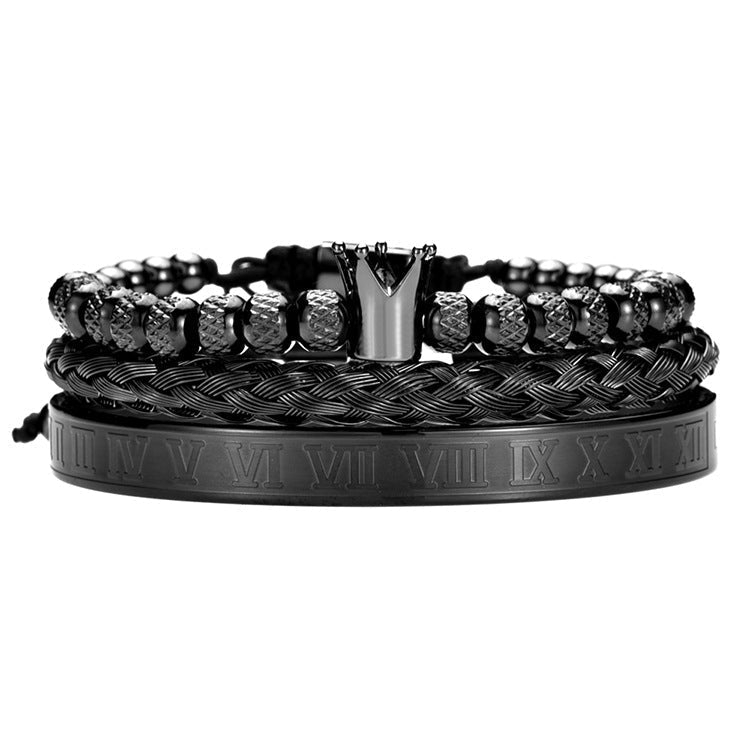 Luxury Roman Royal Crown Charm Bracelet Men