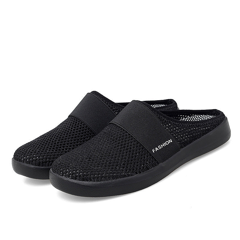 Summer New Style Women's Slippers Baotou Half Tow Bird's Nest Mesh Hole Shoes