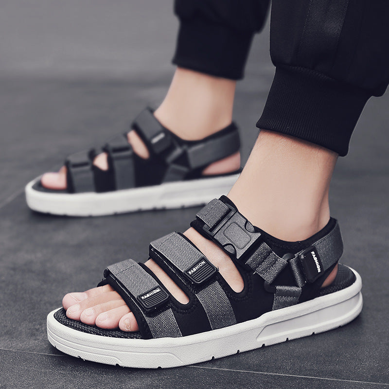 Men's Sandals Summer New Rubber Thick-Soled Non-Slip Slippers Student Casual Korean Style Trendy Beach Shoes