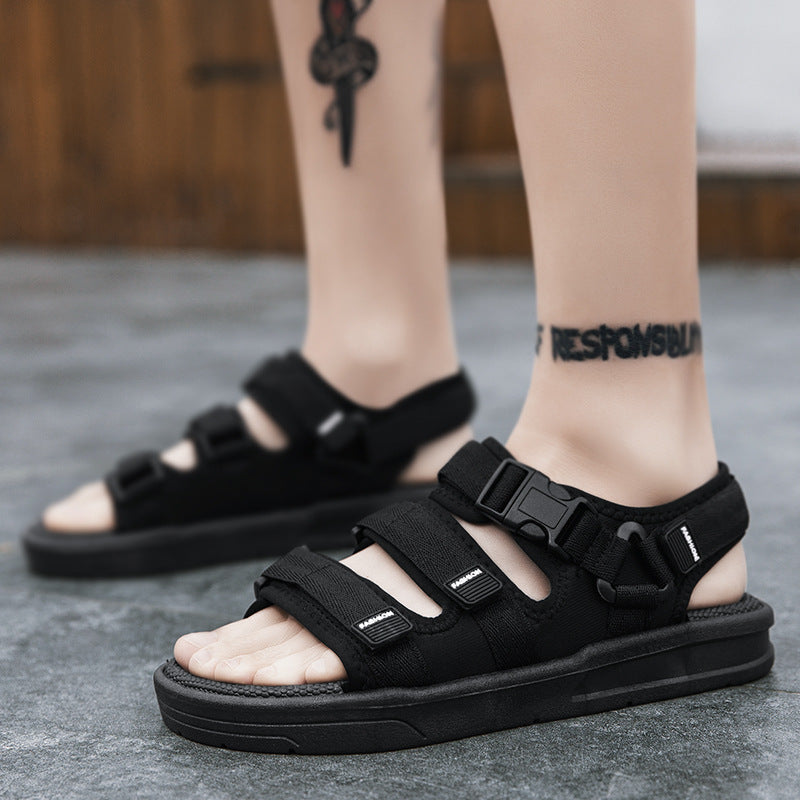 Men's Sandals Summer New Rubber Thick-Soled Non-Slip Slippers Student Casual Korean Style Trendy Beach Shoes