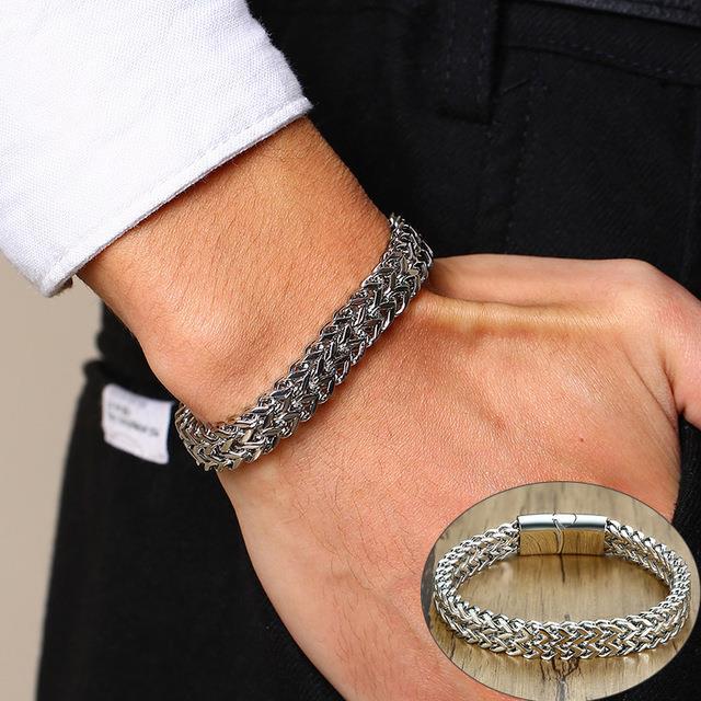 Vnox Vintage Cool Double Curb Chain Bracelet