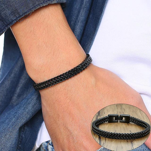 Vnox Vintage Cool Double Curb Chain Bracelet