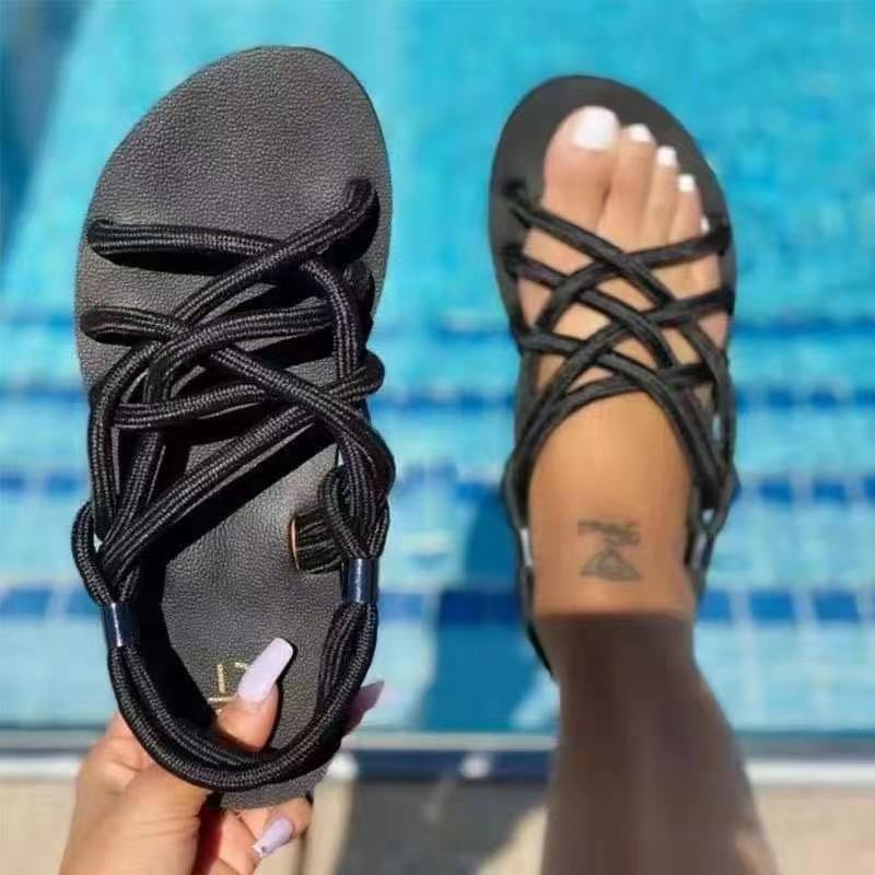 Flat Round Toe Rope Beach Women's Shoes