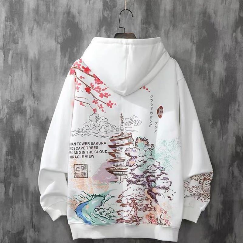 Chinese Style Couple Sweater Hooded Men And Women Loose Trend Ancient Style Thickening Plus Velvet Men's Autumn And Winter Models