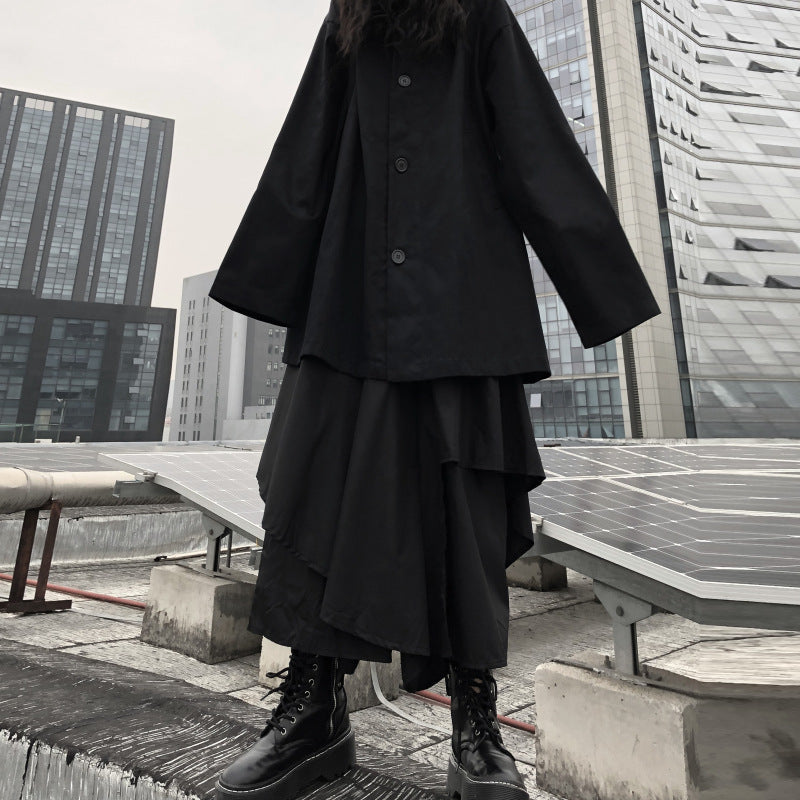 Wide-Leg Hakama Loose Women's Skirt With Irregular Levels