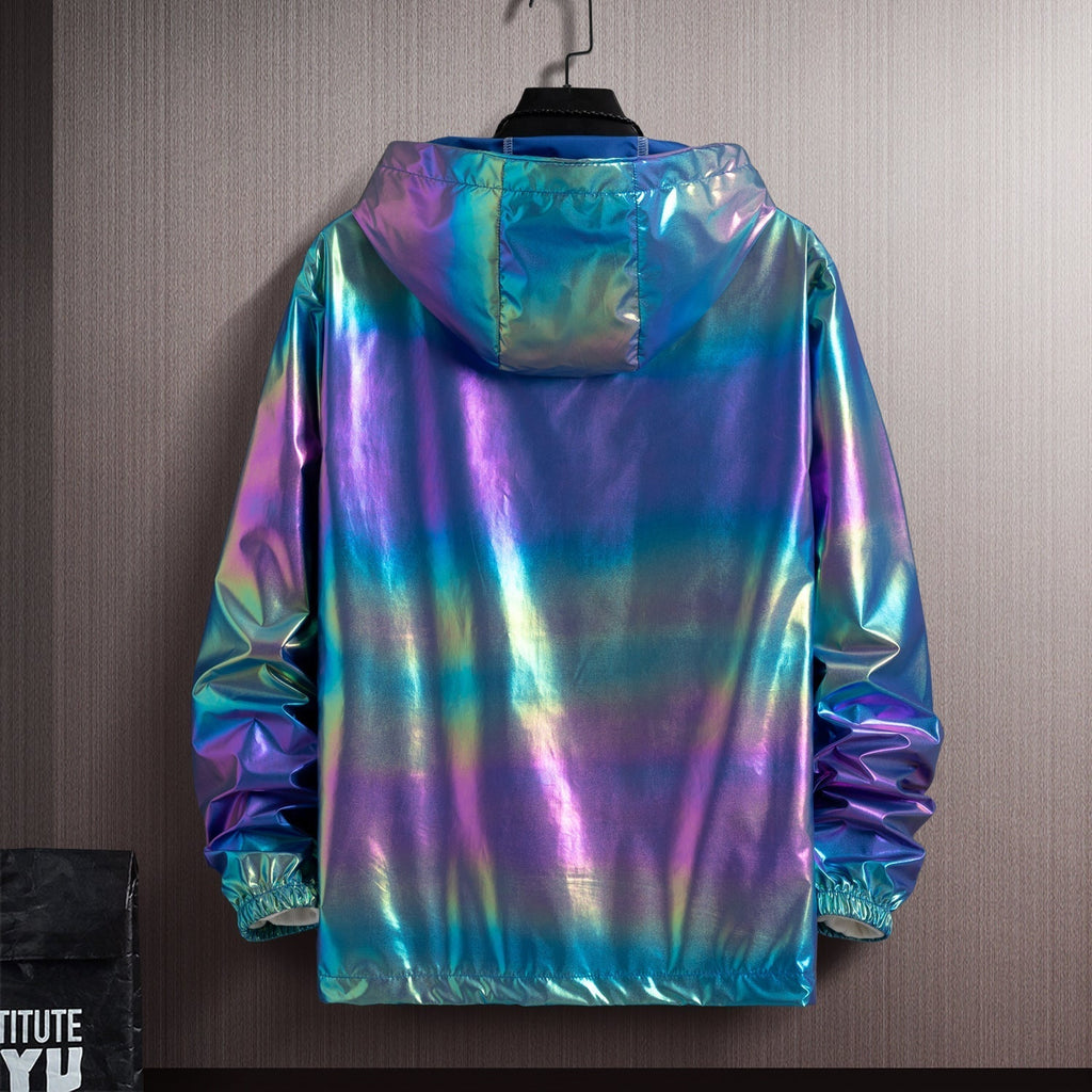 New Men's Shiny Sunscreen Hooded Jacket