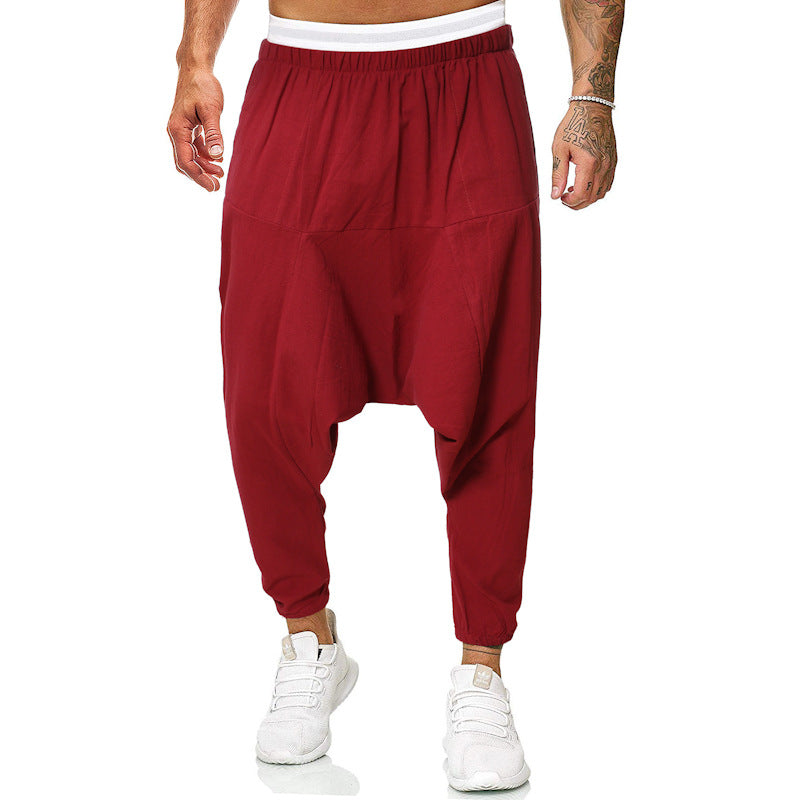 Cotton And Linen Casual Solid Color All-match Linen Trousers
