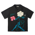Two color Short Sleeved Lining With Ribbon Dance Flower Print