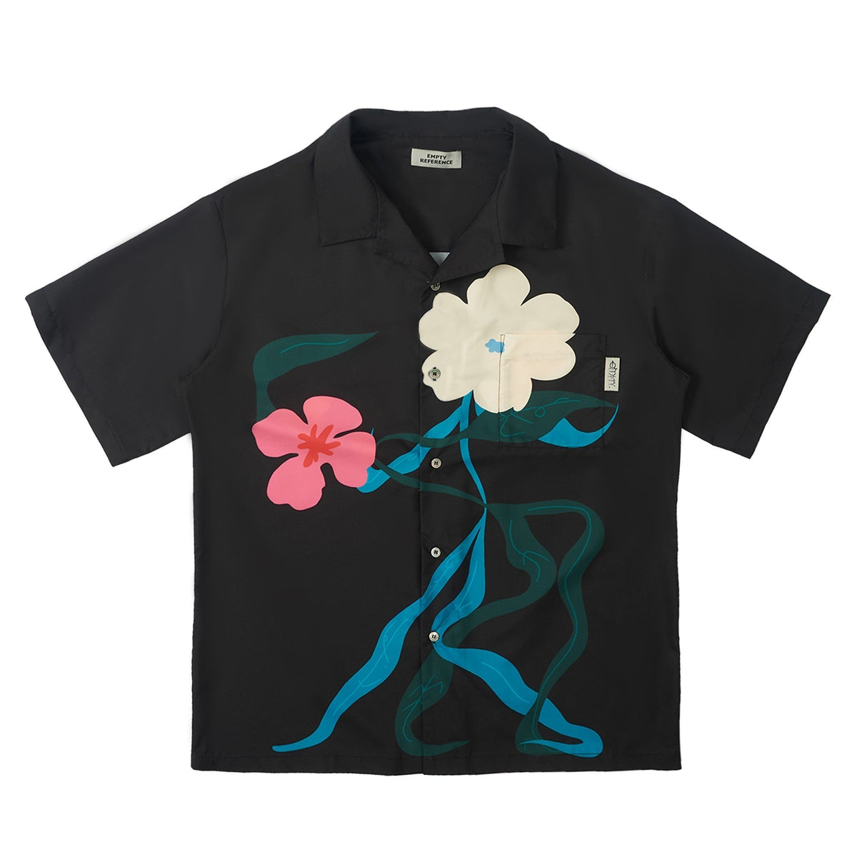 Two color Short Sleeved Lining With Ribbon Dance Flower Print