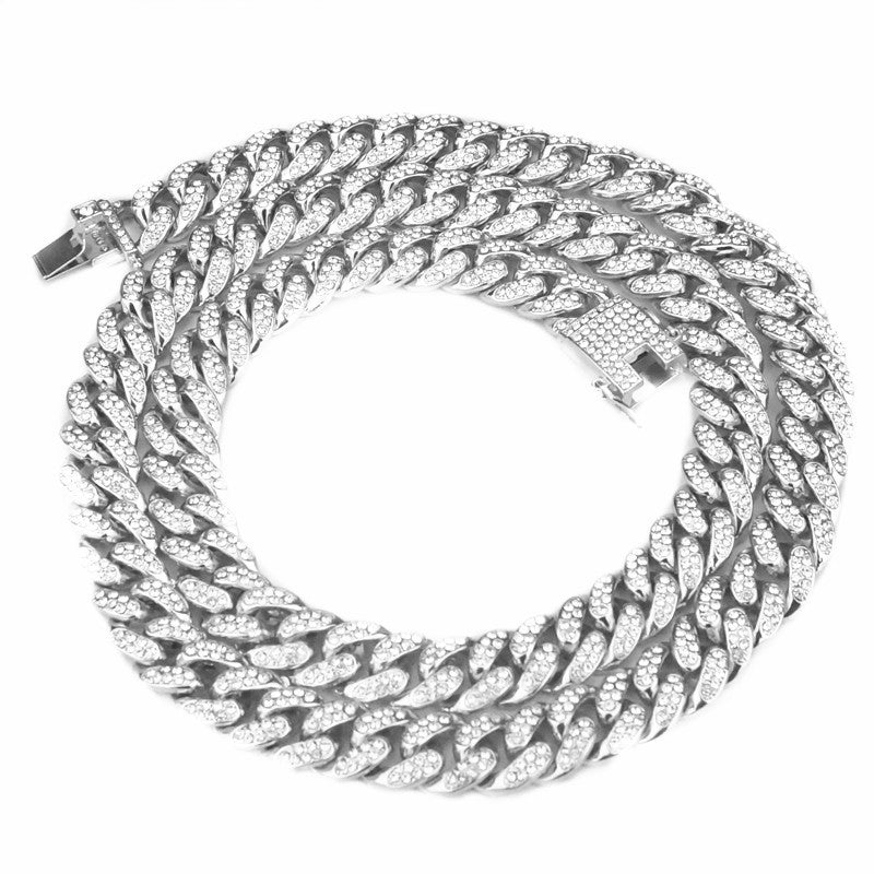 Hip-Hop Domineering Diamond Large Gold Cuban Chain Necklace