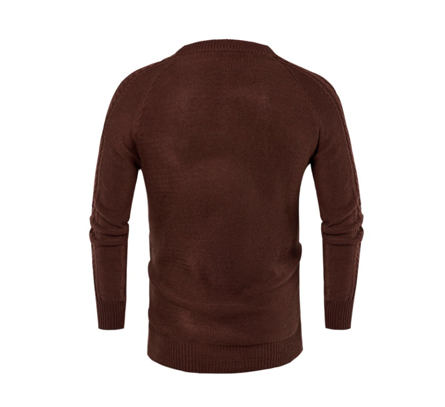 Men's new round neck pullover new long men's casual sweater