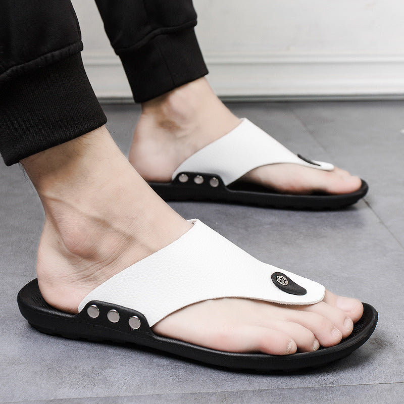 Slippers Men's Flip Flops Non-slip Flip-Flops Toe Pure Color Korean Sandals