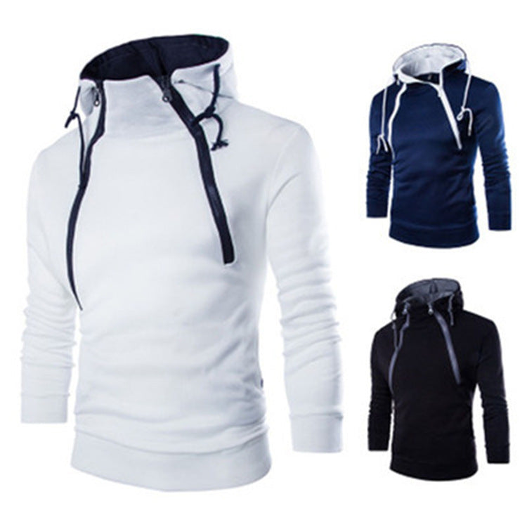 Double Zip Cardigan Contrast Hooded Jacket