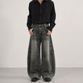 Loose Straight Washed Cat Beard Machete Jeans Men