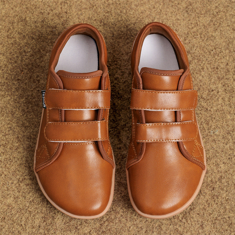 Men's And Women's Leather Wide Toe Plus Size Velcro Casual Shoes