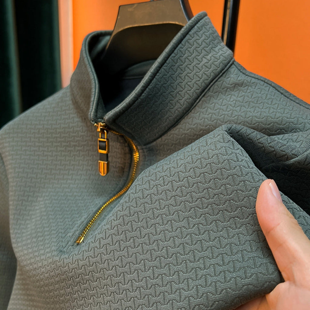Men's Stand Collar Long Sleeve Turtleneck Zipper Top