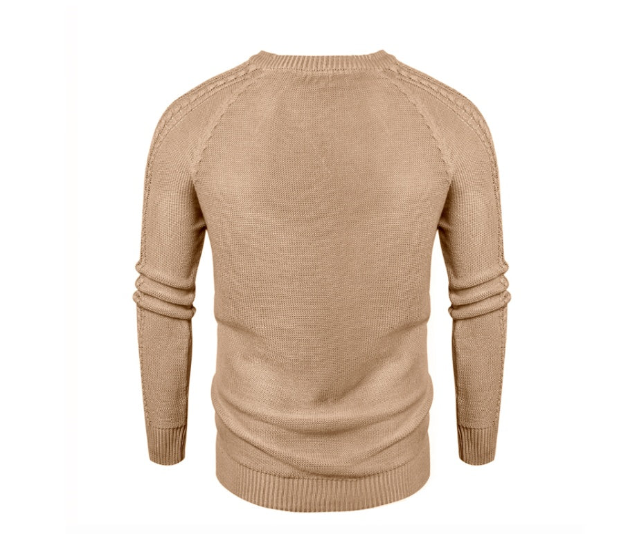 Men's new round neck pullover new long men's casual sweater