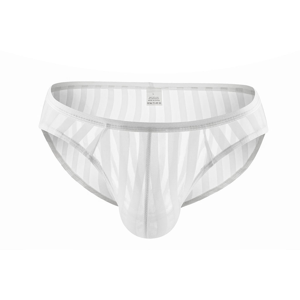 Men's Sexy Stripes Transparent Mesh Briefs
