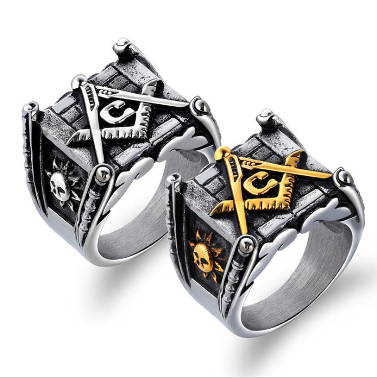 gold sun moon making Punk handmade high polished ring