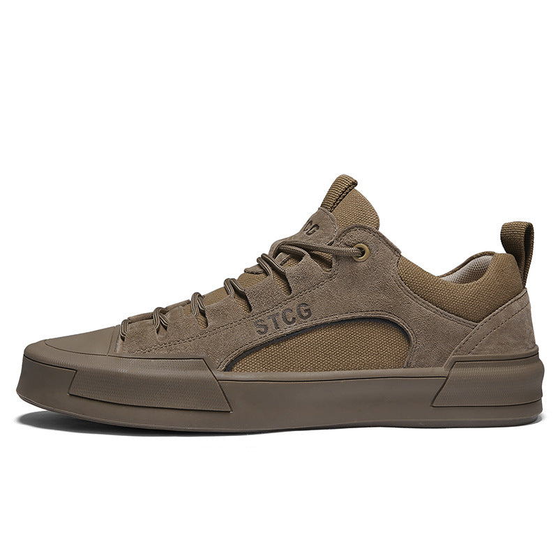 Summer New Leather Breathable Sneakers Men's Fashion