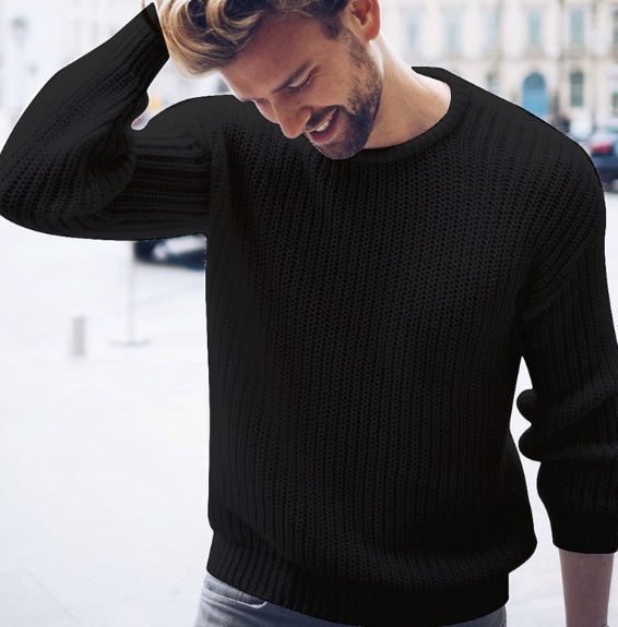 Solid color knitted men's top