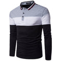 Men's lapel polo color matching thin long sleeves