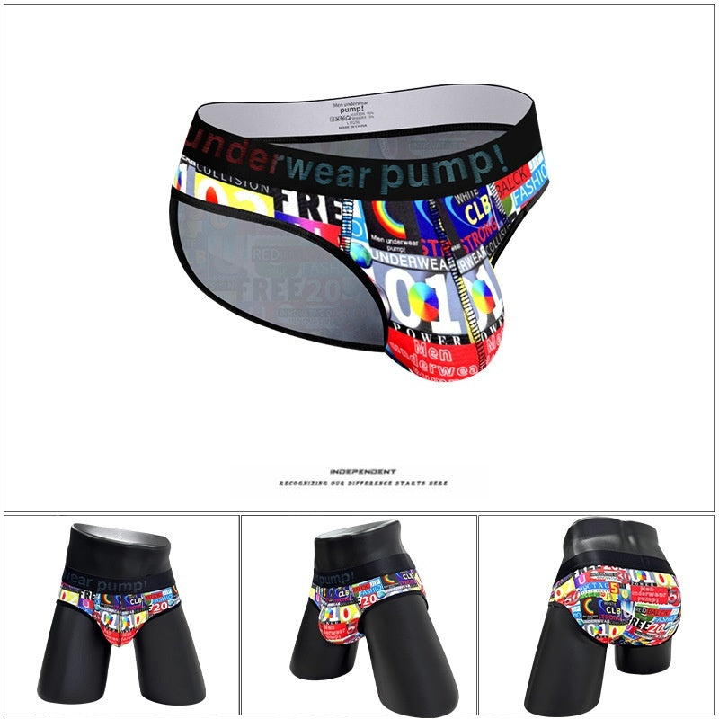 Elastic Large Print Underwear Triangle Low Waist Men's Plus Size