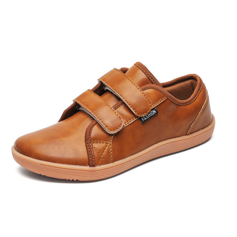 Men's And Women's Leather Wide Toe Plus Size Velcro Casual Shoes