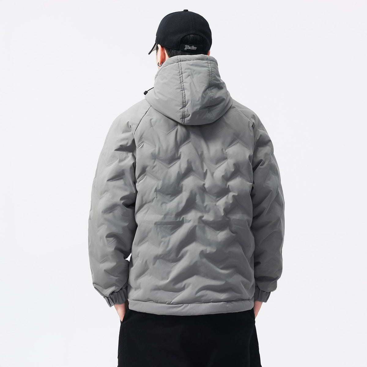 Winter Color-blocked Hooded Quality Versatile Casual Men's Light Luxury Cotton Jacket