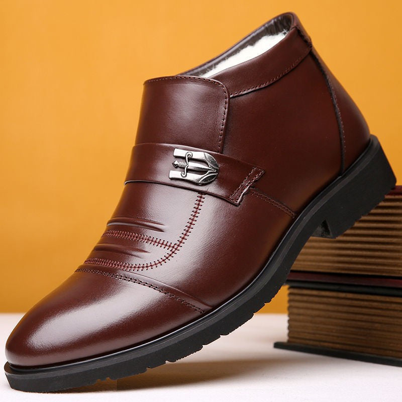 Solid Color Flat Heel High-top Winter Leisure Set Foot Round Head