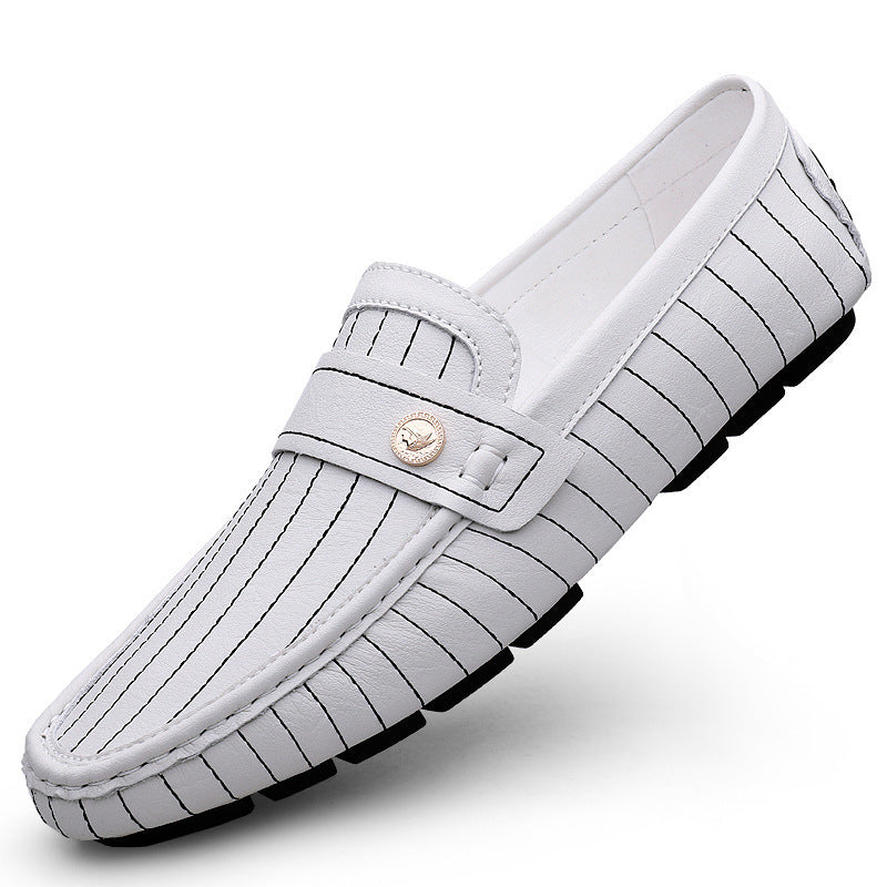 Breathable British Style Black Men's Casual Leather Shoes