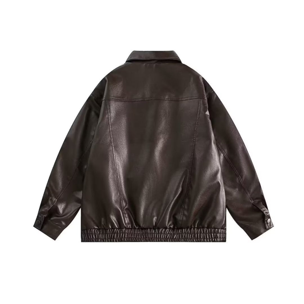 Retro Spring And Autumn New Leather Coat Coat Men's American Casual Loose Motorcycle Clothing