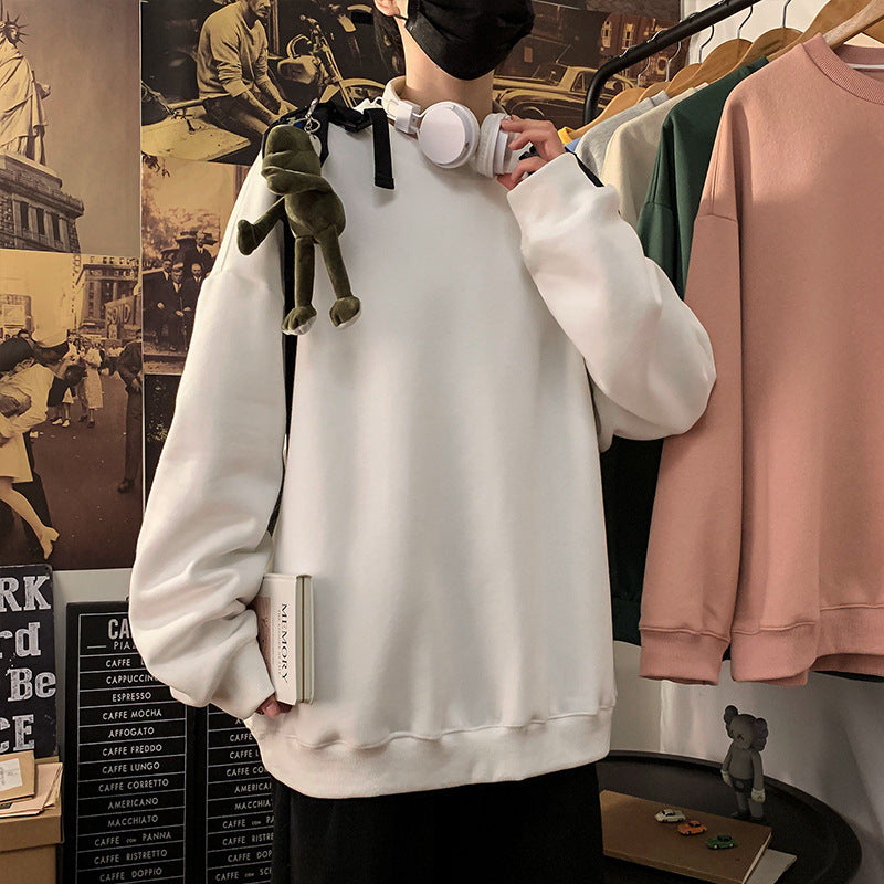 Solid Color Non-hoodie Pullover Sweater Round Neck Top