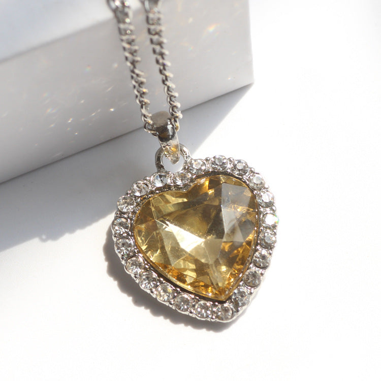 Love Sweater Chain Crystal Heart Titanic Ocean