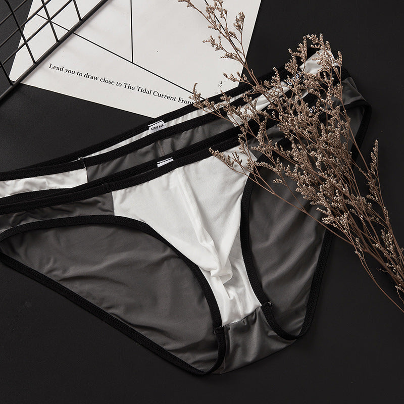 Men's Thin Ice Silk Single Layer U Pouch Low Waist Briefs