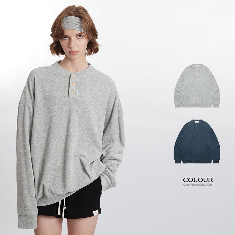 Solid Color Round Neck All-matching Couple Sweater