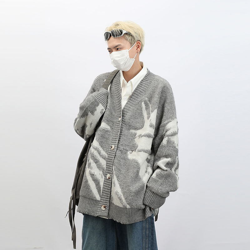 Retro Cardigan Sweater Men's Casual Loose Sweater Coat
