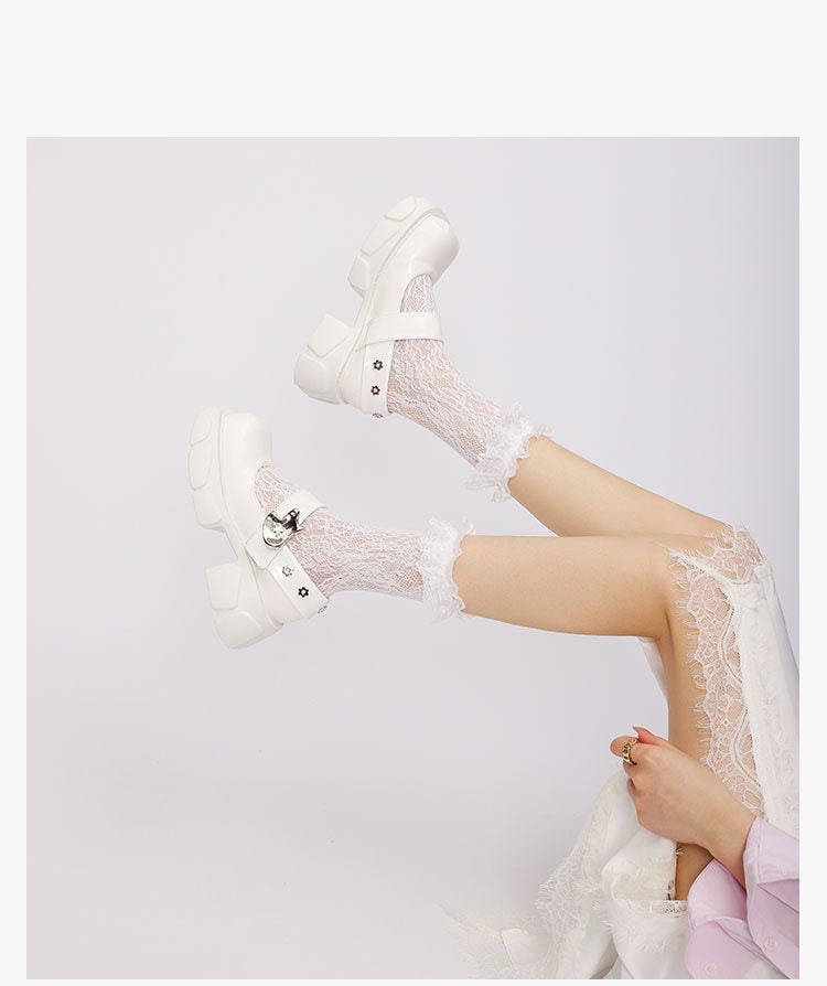 Women's Sponge Cake Thick Soled Big Toe Small Leather Shoes