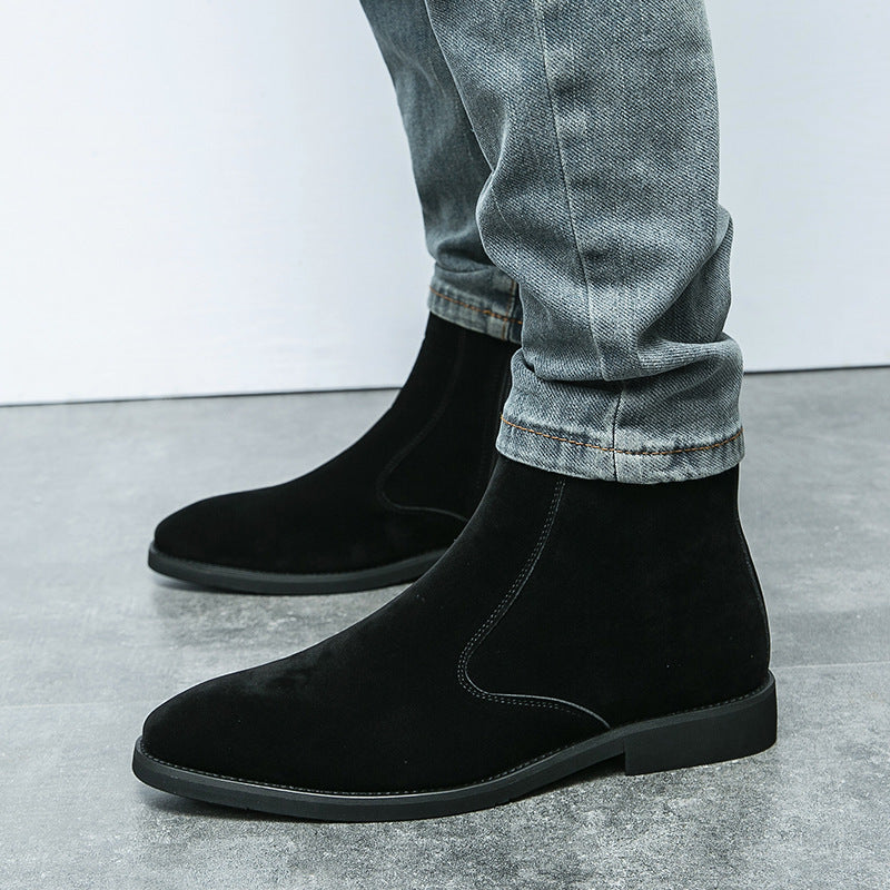 Suede Chelsea Men's British Casual High Top Ankle Boots