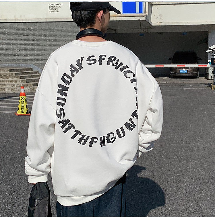 Letter print street crew neck sweatshirt