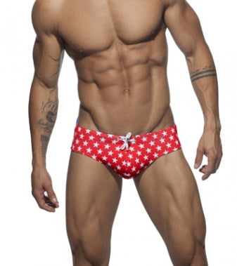 New men's star print color matching triangle swim trunks increase cup sexy close triangle bikini swim trunks