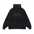 Washed Turtleneck Print Loose Retro Letter Terry Sweater