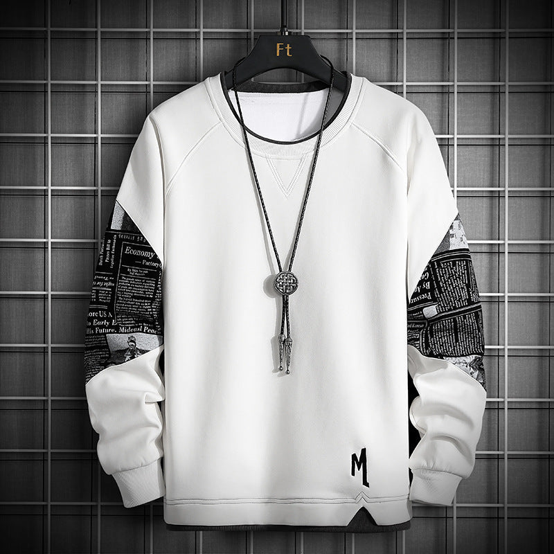 Oversized Men's Slim Round Neck Color Block Sweater