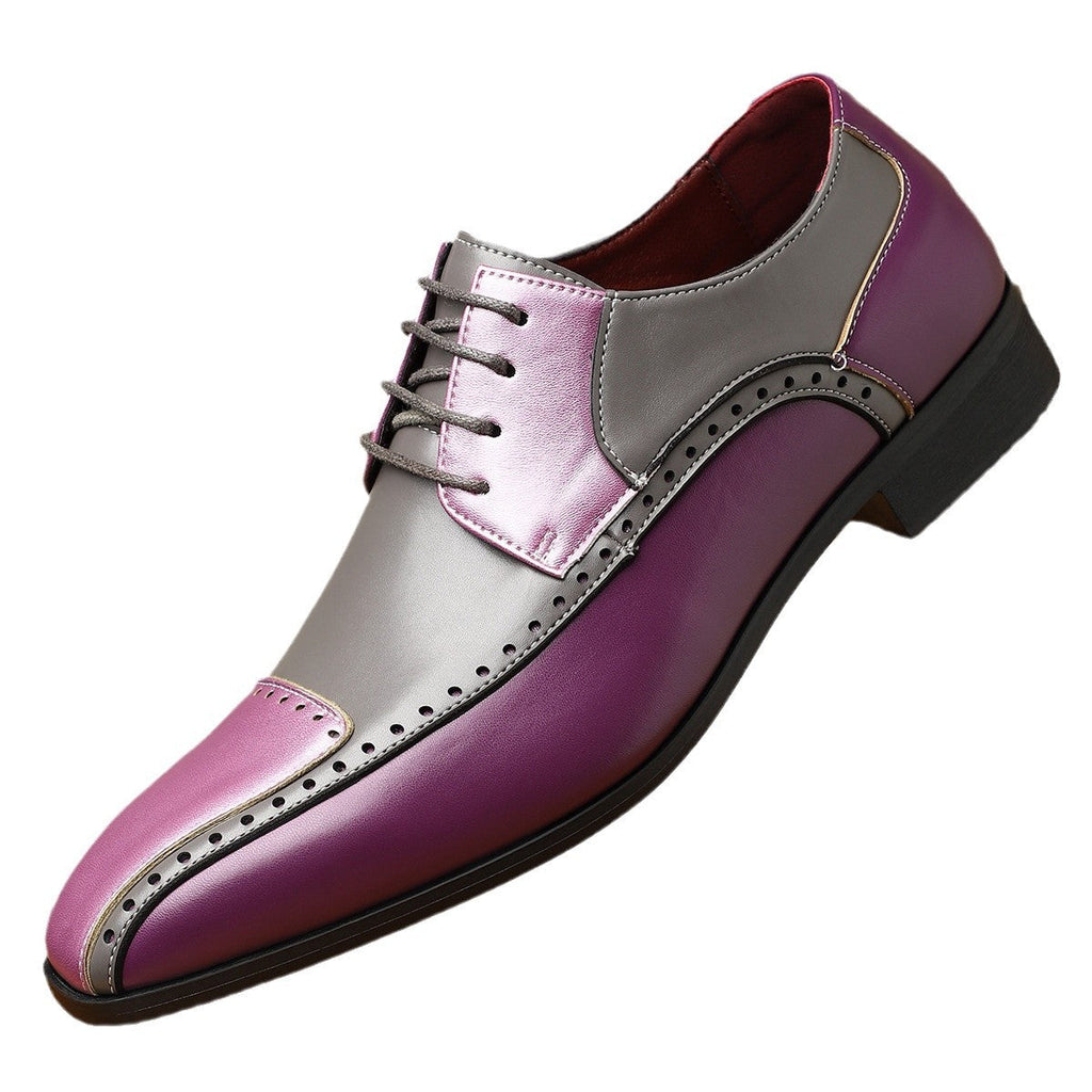 Men's Trendy Non-slip Breathable Leather Shoes Color Matching Business