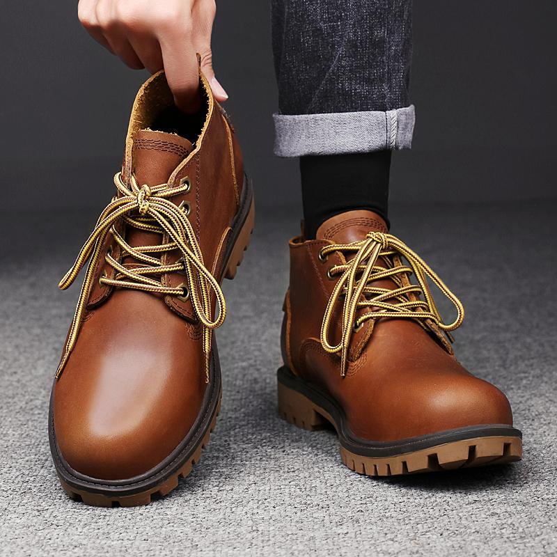 High Quality Height Increasing Insole First Layer Cowhide Big Head Men's Shoes