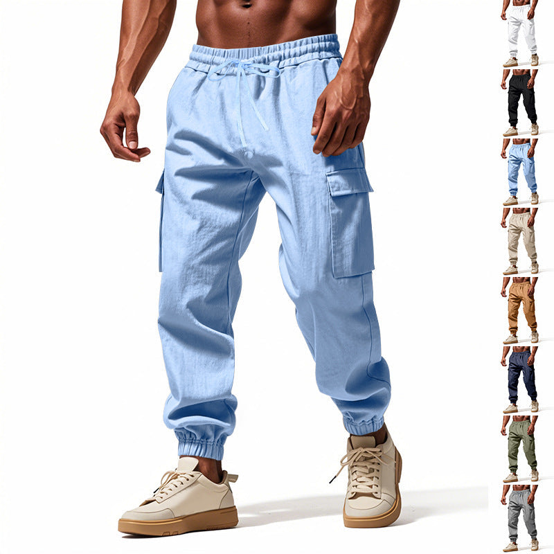Loose Multi-pocket Workwear Ankle Banded Slacks