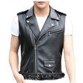 Short Slim Punk Motorcycle Vest Oblique Zipper PU Leather Jacket