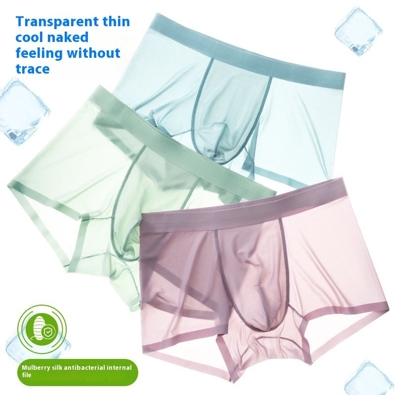 Ice Silk Nude Feel Mid-waist Comfortable 7A Antibacterial Mulberry Crotch Men's Underwear